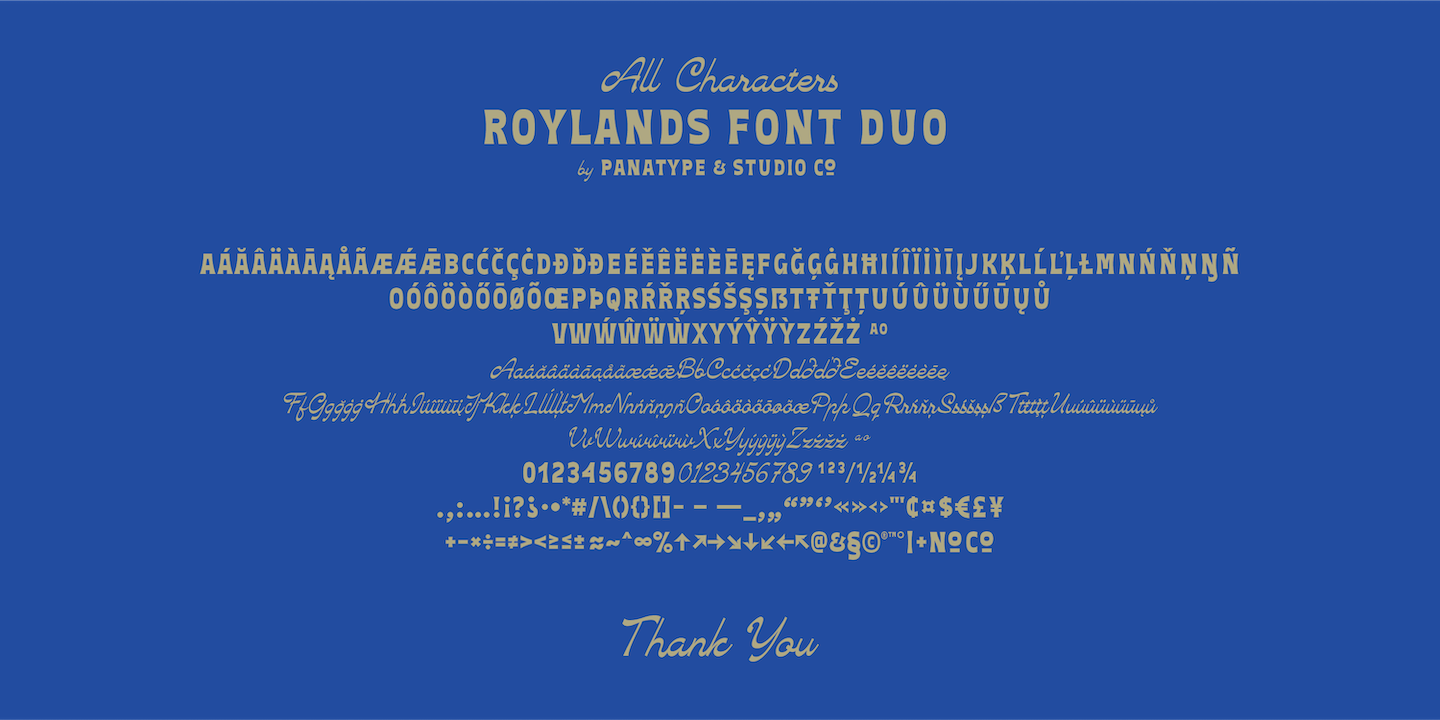 Przykład czcionki Roylands Font Duo Script